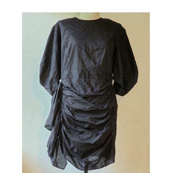 NEW RHODE PIA SHIRRED MINI DRESS IN BLACK SIZE M - Picture 2 of 6